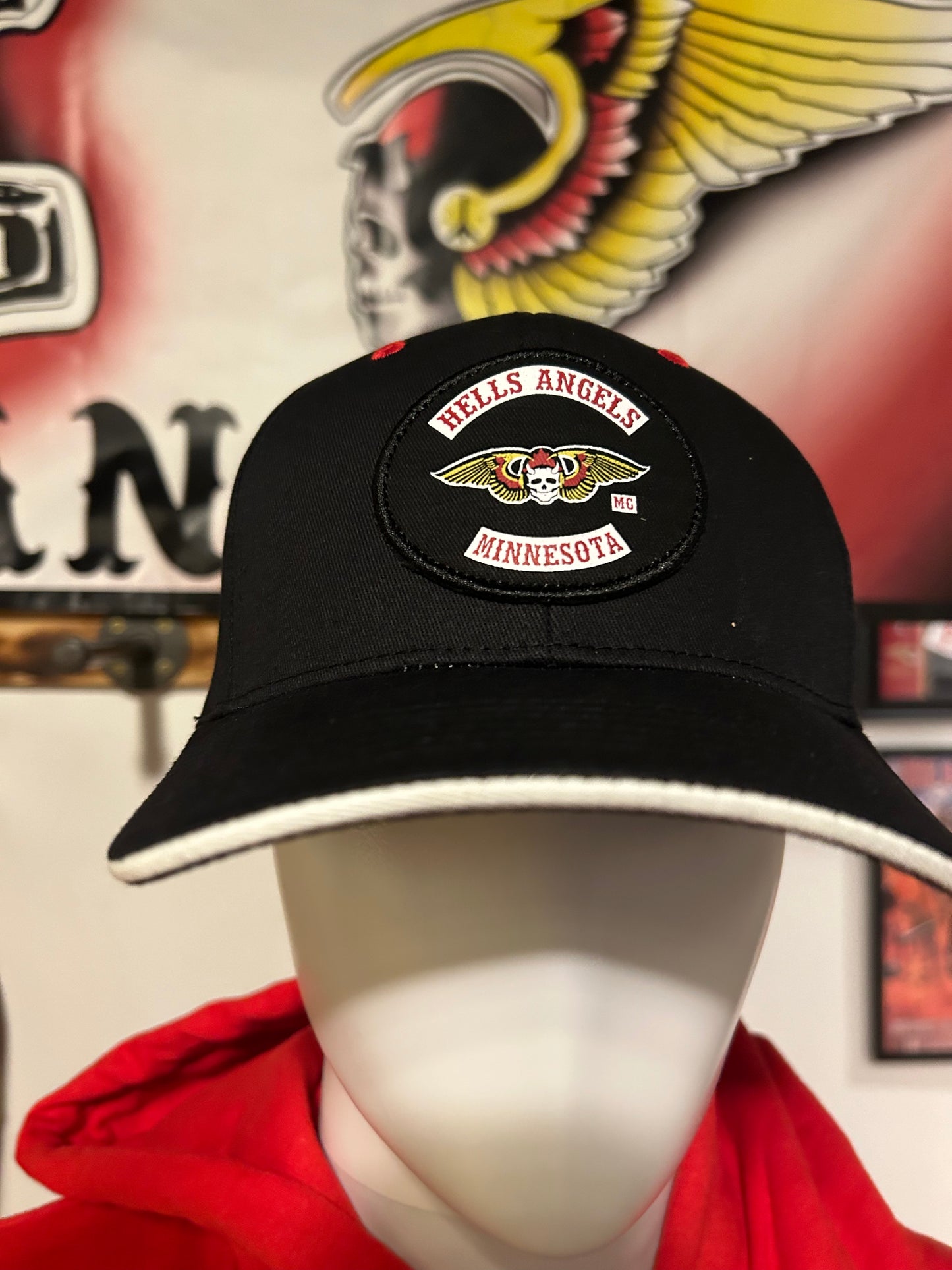 Black curved bill members hat